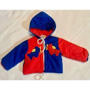 Vintage J.P.I. Company Baby Hooded Colorblock USA Airplanes Jacket 12 Months